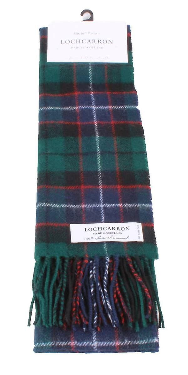 Bowhill Mitchell Modern Lammull Tartan Scarf - Grön/Blå/Röd-lingling} Green