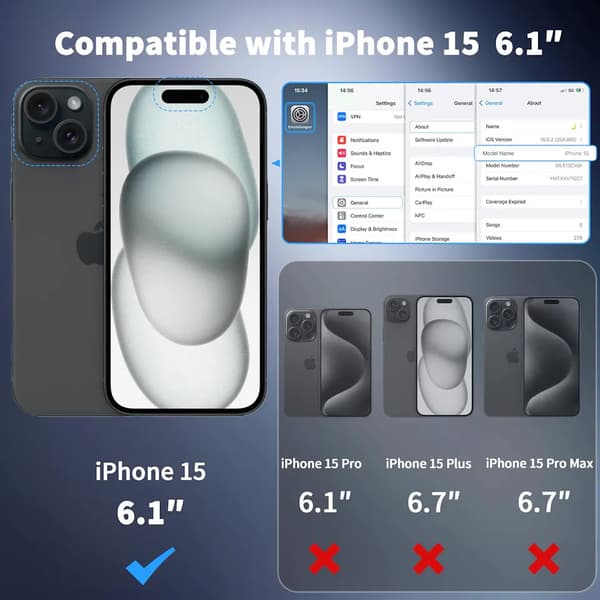 Nyt Kompatibelt med iPhone 15 Mat Sort Magsafe Cover