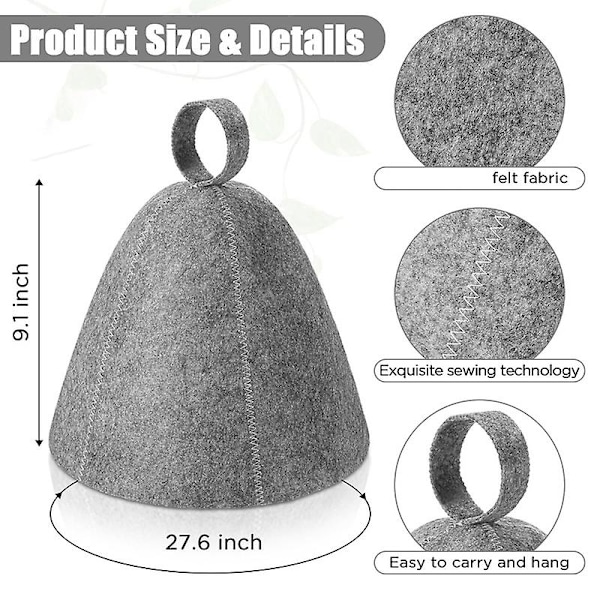 Spesialkampanje! Høy kvalitet nye 6 stk Filt Sauna Hatter, Badehatter, Hodebeskyttelse, Absorberende Saunalue for Sauna, Dusj, Baderom, Dampbadstue A 6pcs