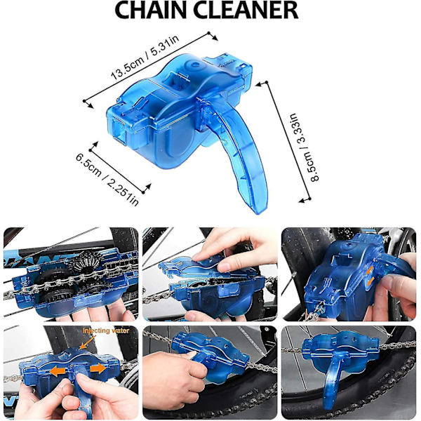 8-pack cykelrengöringsverktyg för cykelkedja, däck, kedjehjul och hörnfläckar - Kompatibel med alla cyklar