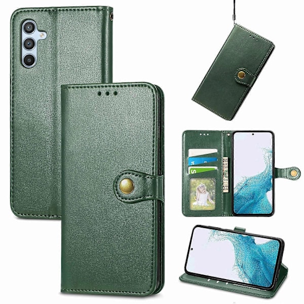 Højkvalitets nyt læder wallet case stativ til Samsung Galaxy A56 5G Green
