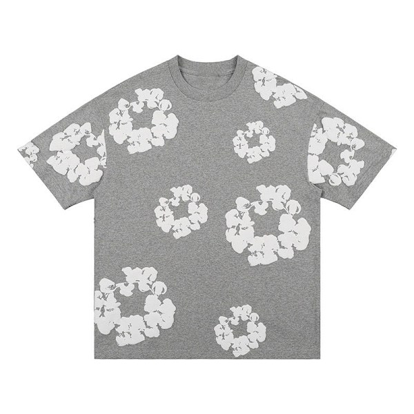 Kausikampanja! Korkealaatuinen Denim Tears kesäsetti miehille lyhythihainen harmaa harmaa Grey L