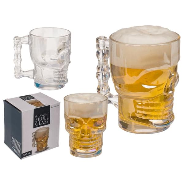 1/2/4-pack Ölglas / Glas - Dödskalle - Välj antal! Transparent