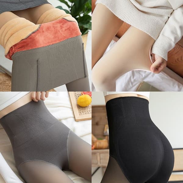 Varma Tights Hög Midja Våffelmönster 350g Grå Medium Storlek KLB