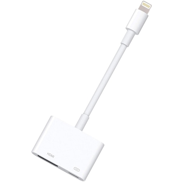 Apple Lightning till HDMI Digital AV-adapter, 1080P HDMI Sync-skärm Digital Audio AV-omvandlare med laddningsport för iPhone, iPad, iPod på