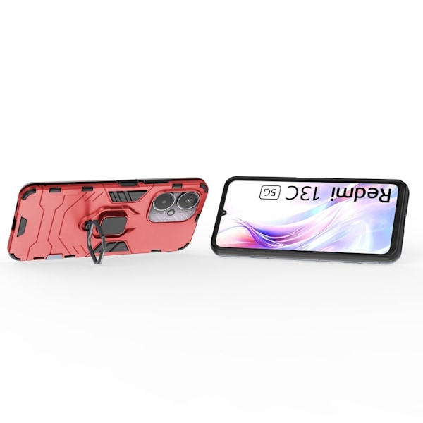 Laadukas uusi tyyli Xiaomi Redmi 13C 4G Kuori Armor Hybrid Jalusta Punainen 46
