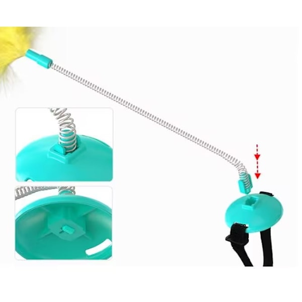 1 Pack Kattleksaker Interaktiva Kattleksaker med Fjädrar för Inomhuskatter Hands Free Kattspö Leksak Kattleksak med Halsbandsklocka Självlek Havi