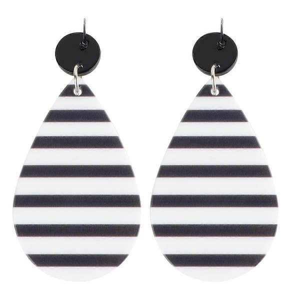 Ørepynt Striber Ørering til Dekoration 3Par Black White 6X3cm