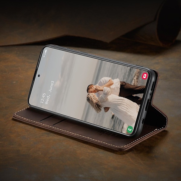 Laadukas uusi Samsung Galaxy A51 4g -kotelo, jossa korttipaikka, magneettinen läppä ja jalusta Samsung Galaxy A51 4g -puhelimelle, Premium Pu-nahkainen lompakkokotelo, Kic Brown
