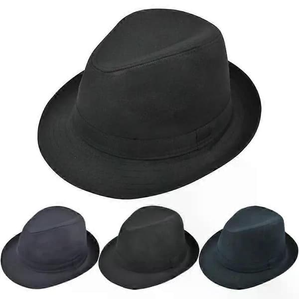 Efterårs- og vinterhatte til mænd, top jazzternet hat, voksen bowlerhatte, sortternet blackplaid M58CM