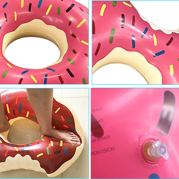 Donut Pool Float Inflatables Donut Pool Ring Donut Swimming Ring för Strand Pool