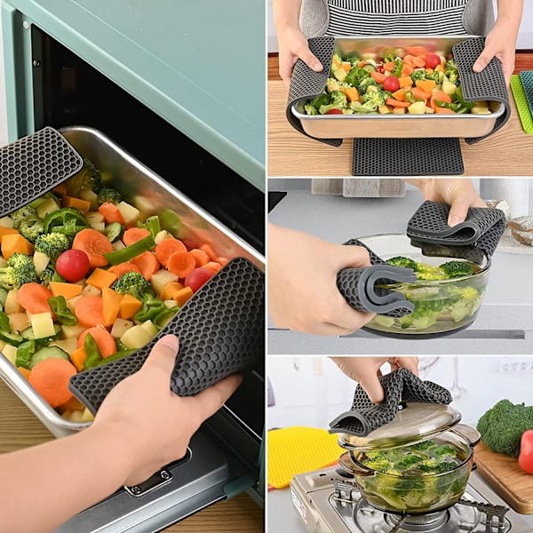Silikon Grytunderlägg för Bänkskiva Grytunderlägg Värmebeständiga Bordsunderlägg 4-pack, Storlek: 19x19 cm, Färg: Grå, Form: Fyrkantig