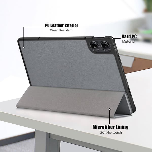 Smart Lær Tablet-deksel Kompatibelt med Xiaomi Redmi Pad SE Pro Grey
