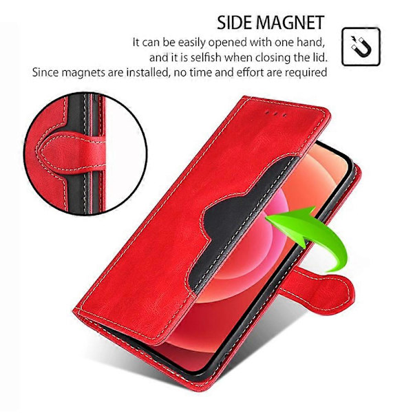 Compatible with iPhone 16e Case Leather Wallet Phone Case with Straw Hat Magnetic Closure - Black Multicolor Multicolor Red