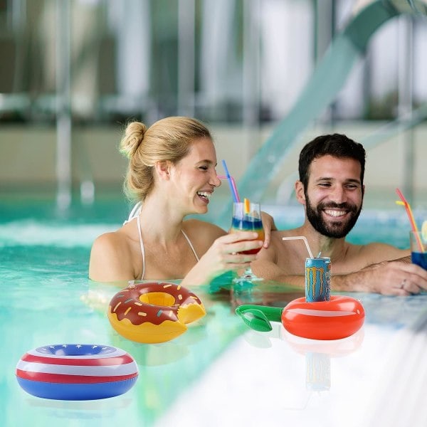 Højkvalitets ny 6-pak Pool Drikkeholder Flydere Krusholder Drikkeflydere, Flamingo