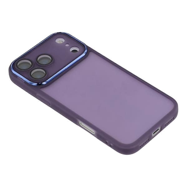 Compatible with iPhone 17 Pro Max Case Electroplated Camera Frame TPU Phone Cover Transparent Transparent Purple