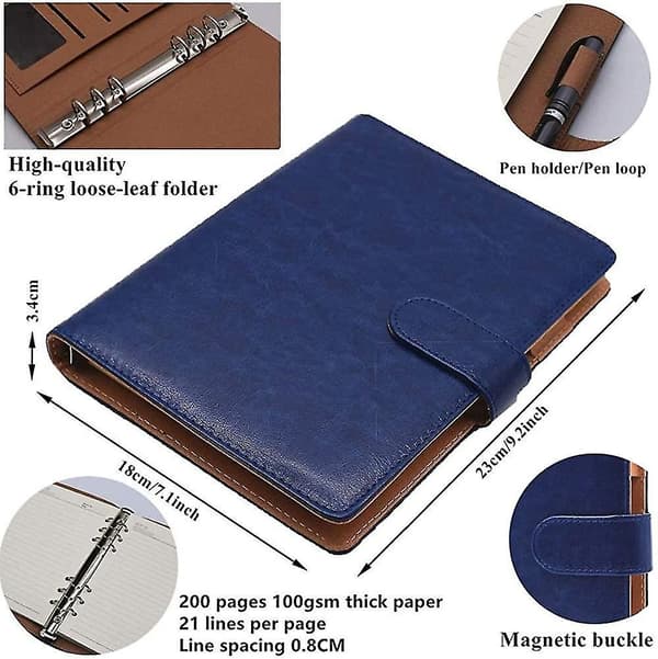 Ny notesbog A5 Læder Filofax Genopfyldelig Dagbog Executive Konferencemappe 6 Ringe