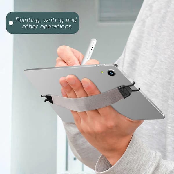 Elastisk universal nettbrettholder med håndstropp for nettbrett, elastisk beltehåndtak, sikkert, bærbart, kompatibelt med Pad Tablet E-Reader-lingling} Gray
