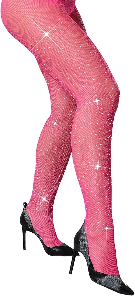 Damestrømper med glitrende strass Rose