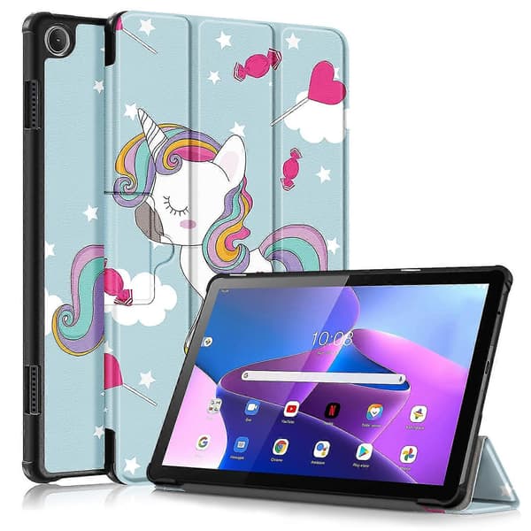 Smart Läderfodral för Lenovo Tab M10 10.1 3:e generationen Rainbow Unicorn