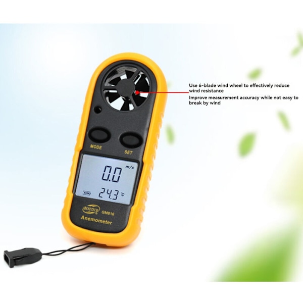 Sæsonbestemt kampagne! Høj kvalitet GM816 Anemometer Digitalt anemometer vindmåler med vindindeks
