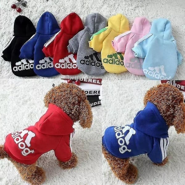 Säsongskampanj! Högkvalitativa Hundkläder Adidog 2024 Nya Vinterkläder för Små och Mellanstora Hundar Hoodies Valpkläder Tröja Grå Gray 0.7*1.4kg