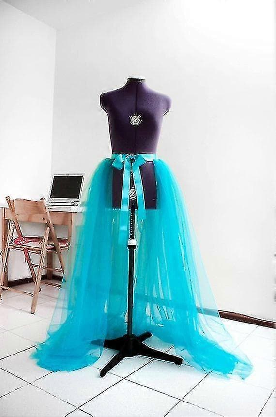 Dame Blonde Mesh Tyl Skørt-lingling} BLUE
