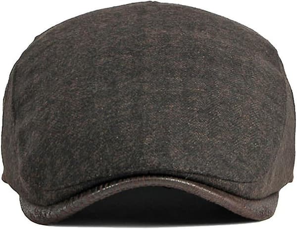 Ny Flat Cap Herre Beret Høst Vinter, Peaket Caps Cabbie Hunter Hatt (Kaffe)