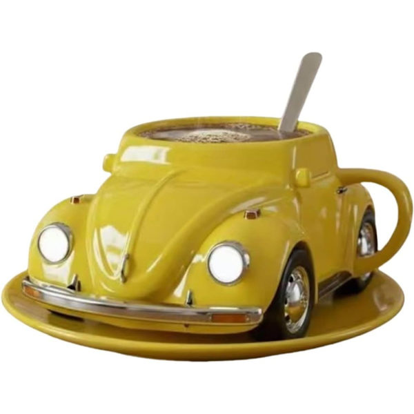 Koppformad kaffemugg - Unik bilformad tekopp - gul