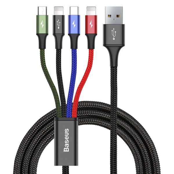 Ny 4-i-1 multilader, USB-C/Lightning/MicroUSB, 3.5A, 1.2m