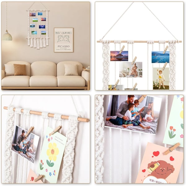 Hängande fotohållare med 10 hängande träklämmor Collage fotoram för heminredning Presenter för tonårsflickor