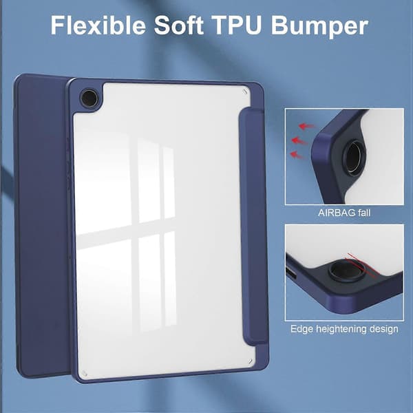 3-vikbart Läderfodral Kompatibelt med Samsung Galaxy Tab S9 FE / S10 FE Dark blue Samsung Galaxy Tab A9+