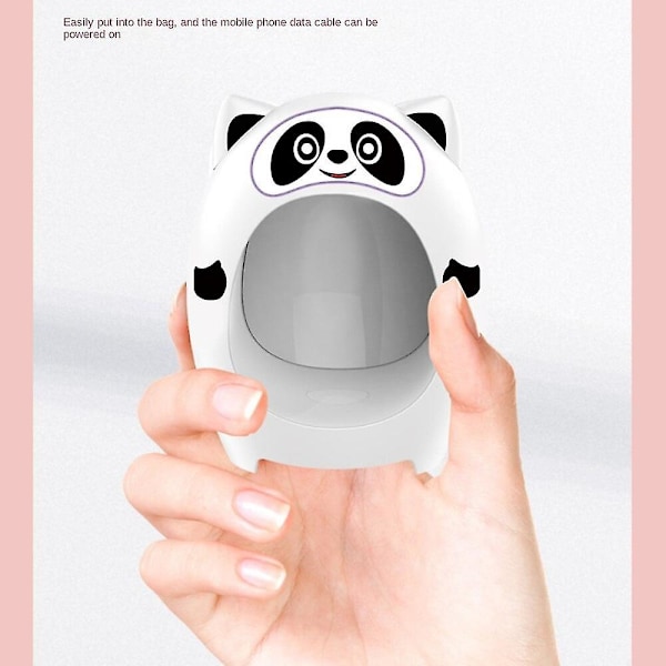 Mini nagellampa fototerapimaskin, nagelbakningslampa nagellimhärdande fototerapilampa snabb torkande handhållen bärbar nagellampa (panda)