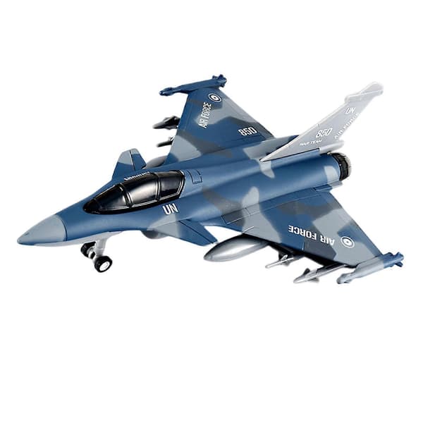 Støbt metalmodel fly jagerfly legetøj samlerobjekt fly legetøj træk tilbage Blue