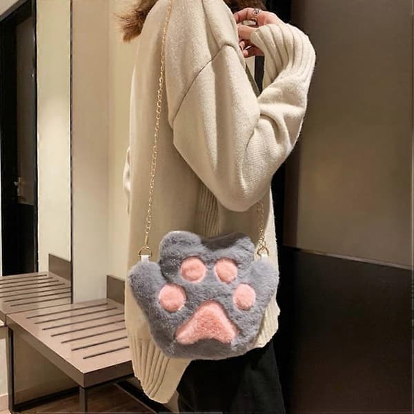 Stuffed Animal Purse Tecknad Kloformad Datumförvaring Grå Plysch 1 st
