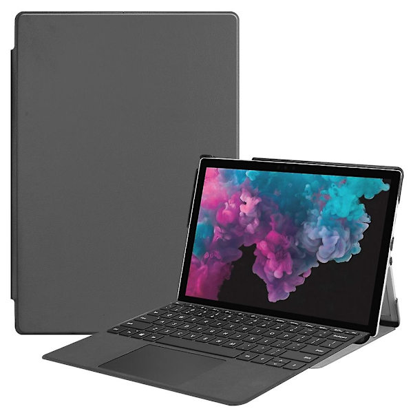 Custer Tekstur Lærveske Kompatibel med Microsoft Surface Pro 7 Grey