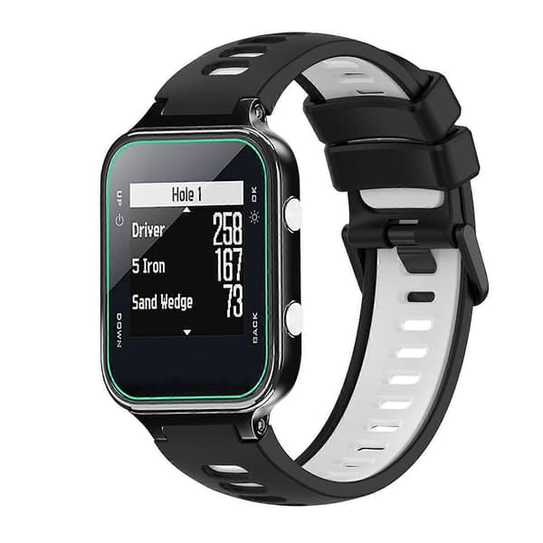Silikoninen kellon ranneke Garmin Approach S20 -lingling -kellolle Black White