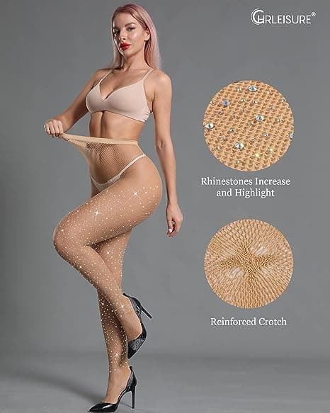 Damestrømper med glitrende strass Flesh