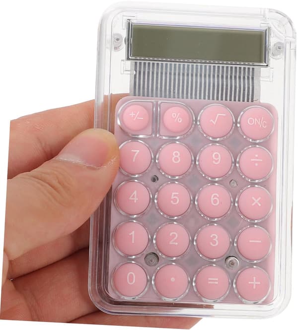 Mini håndholdt lommeregner, letvægtsdesign til studerende, pink