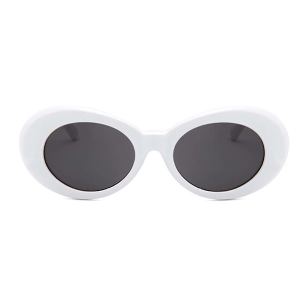 Højkvalitets nye Hvide Store Runde Retro Solbriller Sort Glas hvid white