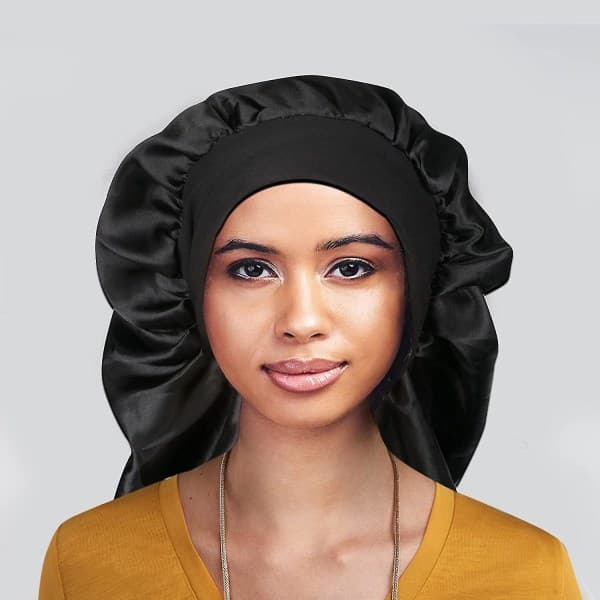 Ny Satin Bonnet til Kvinder - 2-pak Blød og Elastisk Sort Leopard Langhårshætte