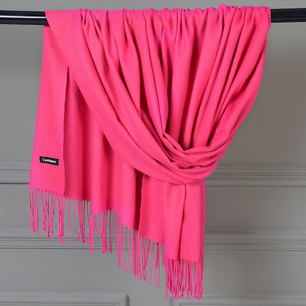 Cashmere Sjal Uld Shawl Ensfarvet Faux Cashmere Varmt Sjal Marineblå Tassel Sjal Til Kvinder Til Kvinder Rose red 70*200cm