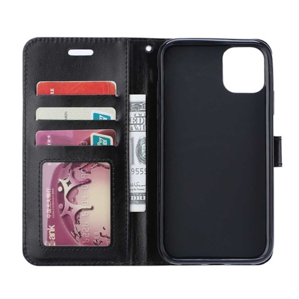 Højkvalitets ny stil iPhone 13 Pro Max Wallet Case Sort Læder Etui sort black