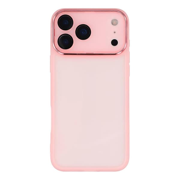 Compatible with iPhone 17 Pro Max Case Electroplated Camera Frame TPU Phone Cover Transparent Transparent Pink