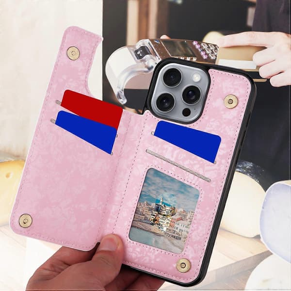 Compatible with iPhone 16 Pro Max Case Flower Leather+TPU RFID Blocking Phone Cover Card Slots Multicolor Multicolor Flowers