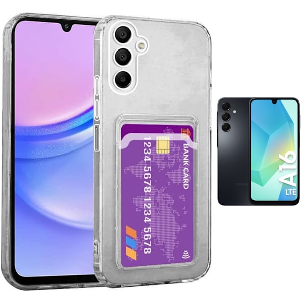 Laadukas uusi Samsung Galaxy A16 -kotelo korttipidikkeellä, matkapuhelinkotelo, paikka - Läpinäkyvä Transparent SAMSUNG A16