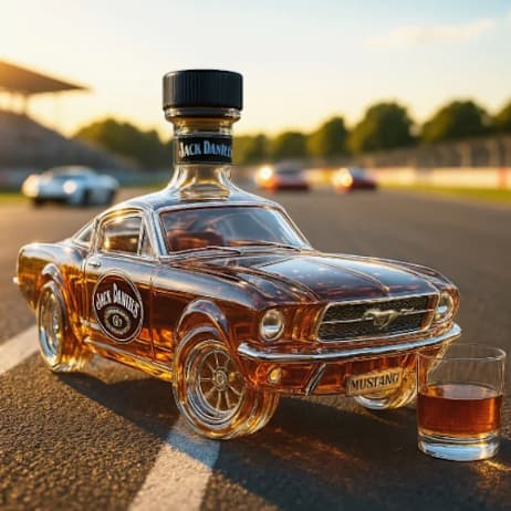 Whiskeyflaska i glas - formad som en liten bil D