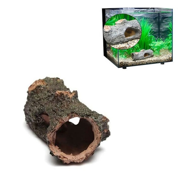 Träbark Ihåligt Träd Tunnel Akvarium Tillbehör Resin Simulering Reptil Grotta Kreativ Ihåligt Trädstam Akvarium