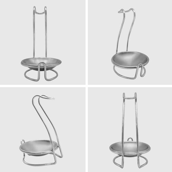 Spatelholder til Køkkenbord, 2-i-1 Design, Sort Zilver