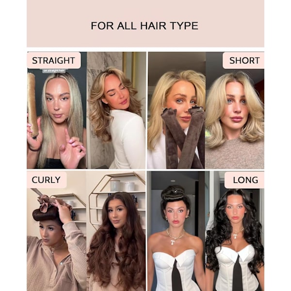 Högkvalitativa nya Heatless Hair Curlers att sova i, Inga Värme Satin Heatless Curls Overnight Curls Locks Set Jumbo Stora Skum Svamp Hårspolar